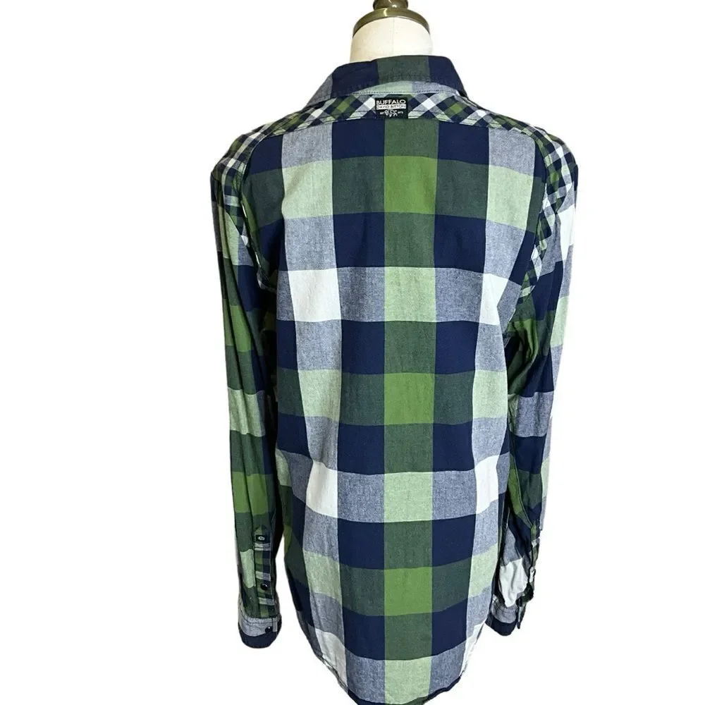 Buffalo David Bitton Woman's Long Sleeve Snap Front Fitted Plaid Shirt Size L - Picture 8 of 14
